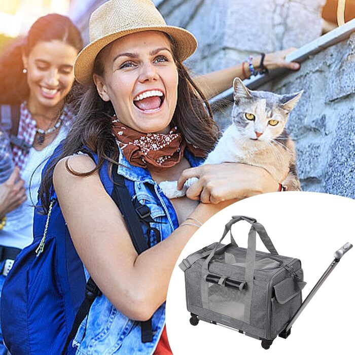 Транспортна сумка для собак та котів - переноска для тварин з колесами | Легка переноска для кошенят та цуценят, розмір ручної поклажі