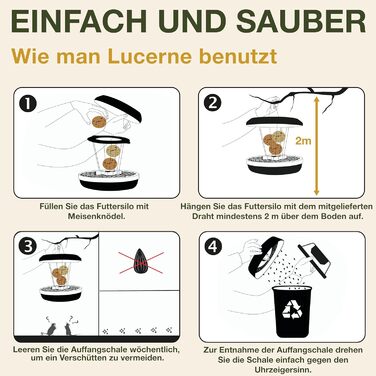 Підвісна годівниця для птахів SWISSINNO Lucerne SMART, захист від щурів, тримач для 7 кульок, із піддоном, зелена