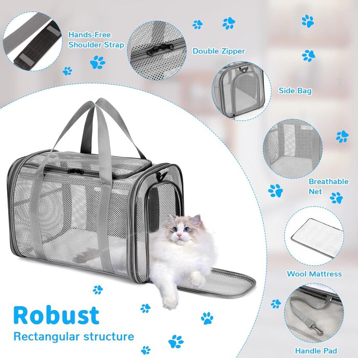 Транспортна сумка для кота та собаки, складана переноска для тварин, 42x26x29 см