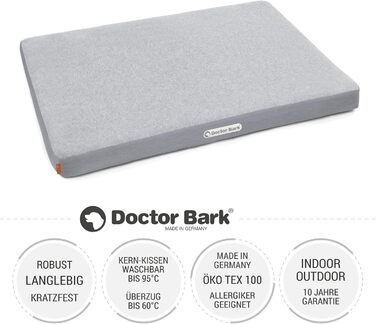 Ортопедичний лежак для собак Doctor Bark з флісовою поверхнею, великий розмір (L - 100x70 см), світло-сірий