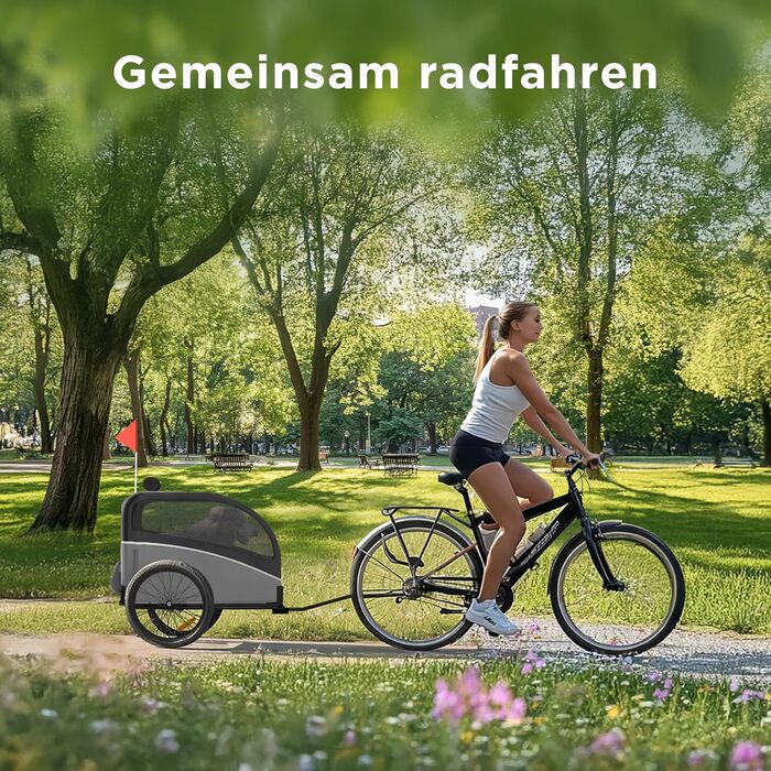 Фаркоп для велосипеда з собакою - Складаний фаркоп для велосипеда для собак до 40 кг, з відбивачами, водовідштовхувальний, сумісний з електровелосипедами, чорно-сірий