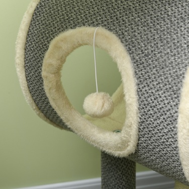 PawHut Cat Tree 104 см Cat Tree з котячою печерою, Кігтеточка для кішок з ігровим м'ячем, Cat Tree з 2 лежачими поверхнями, Лазіння по дереву для кішок до 5 кг, Меблі для кішок, Сизаль, Сірий | Аосом