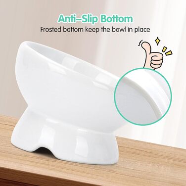 Набір мисок для котів Nobleza (2 шт) з кераміки, нахил 15°, проти блювоти, для корму та води, підходить для котів та маленьких собак, білий колір