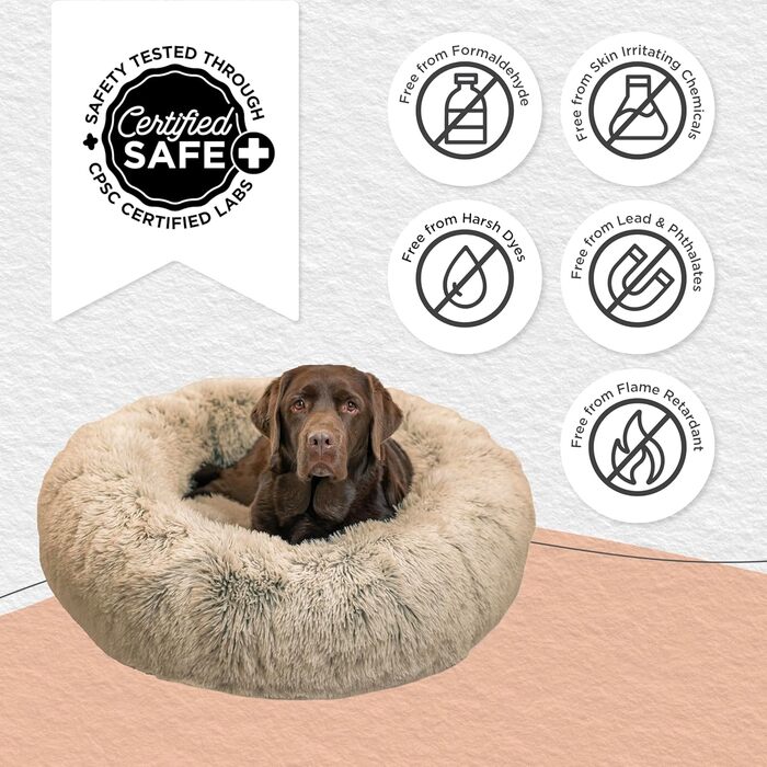 Ліжко для тварин Best Friends by Sheri Calming Donut, знімний чохол, машинне прання, 91x91 см, бежеве
