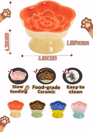 Миска для повільного годування домашніх тварин, керамічна, нахилена, для котів та маленьких собак, запобігає блювоті та удушенню (Рожева), (Оранжева/Захід сонця у вигляді зигзага)