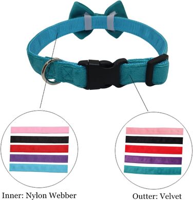 Нашийник для собак Vioett (L, Синій) з фіксуючою фігурою, м'який велюровий матеріал, для великих собак
