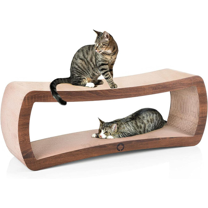 Кігтечка для котів з гофрокартону XXL 86 x 27 x 11,5 см, деревоподібний дизайн (Walnuss Optik, Galaxy)