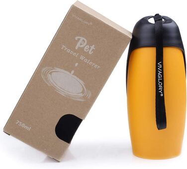 Фляга для води для собак VIVAGLORY Pawhike, 750 мл, нержавіюча сталь, портативна, оранжева