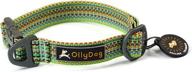 Ошийник для собак OllyDog Rescue регульований, легкий, з міцною пряжкою, для великих, середніх і малих порід, призматично-зелений