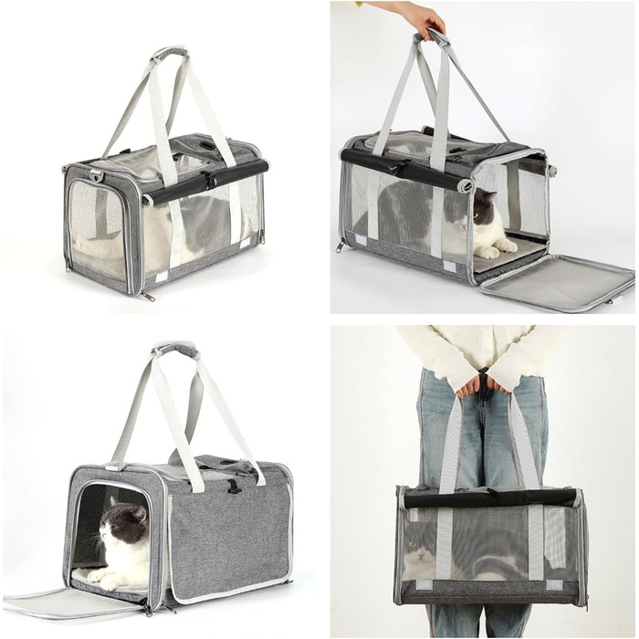 Транспортна сумка для котів та собак до 8 кг, сірого кольору. Зручна, дихаюча, з ремінєм через плече та надійними застібками. Ідеально для подорожей, ветеринара, авто та літака.