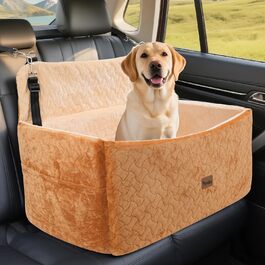 Автокрісло для собак великих та середніх порід до 27,2 кг - З піднятою передньою частиною 35,6 см, подушка з Memory Foam, знімний, миючий чохол, коричневе