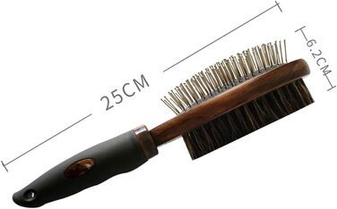 Гребінець для вичісування шерсті собак та котів, дерев'яний, двосторонній, для вичісування та масажу голови