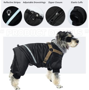 Зимовий теплий одяг для собак S, куртка для маленьких собак, теплий костюм для чихуахуа та бульдога (чорний, S)