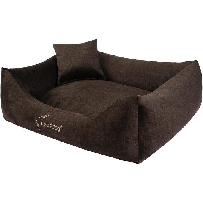 Собаче ліжко Sofa Vogue L 100x80 см, темно-коричневе – м'який диван для собак, подушка, лежак, 5 розмірів і 5 кольорів