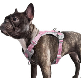 Шлейка для собак Huntboo Anti-Zug, без обмеження руху, для малих, середніх та великих собак, не тягне, світловідбиваюча, з 2 карабінами, не душить, регульована, для тренувань та бігу (Рожева, M)