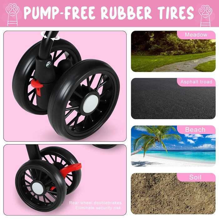 Візок для собак 2 в 1, будівельник для собак до 20 кг, 4 пари коліс 360°, візок для собак/кішок/дітей з тримачем для напоїв, складний візок для маленьких/середніх собак та котів (Рожевий)