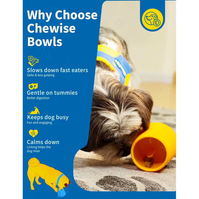 Chewise Годівниця для собак з інтерактивними елементами - повільна годівниця, іграшка-лежак, набір мисок, безпечний TPU, для собак, миється в посудомийній машині
