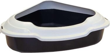 Торгівля котячий туалет кутовий XXL, модель Memphis, чорно-білий з бортиком