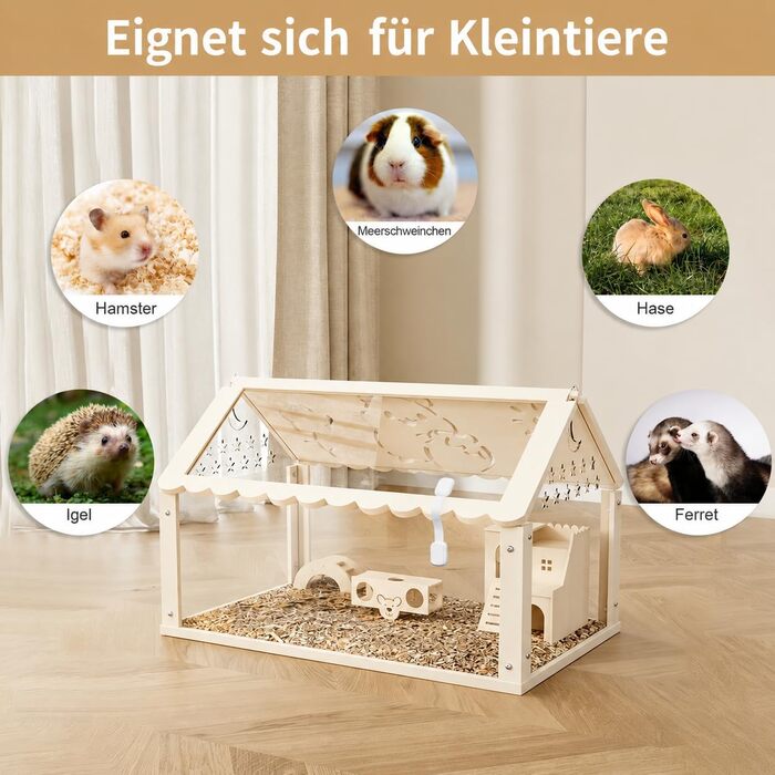 Клітка для хом'яків та дрібних тварин Acryl Hamster Käfig 60x30x40 см з драбинкою, тунелем та міні-будиночком