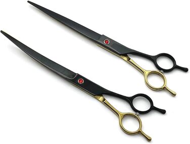 Набір професійних ножиць для собак 2 в 1: прямі та зігнуті. Підходить для собак, котів та інших тварин. (Колір: блакитний)