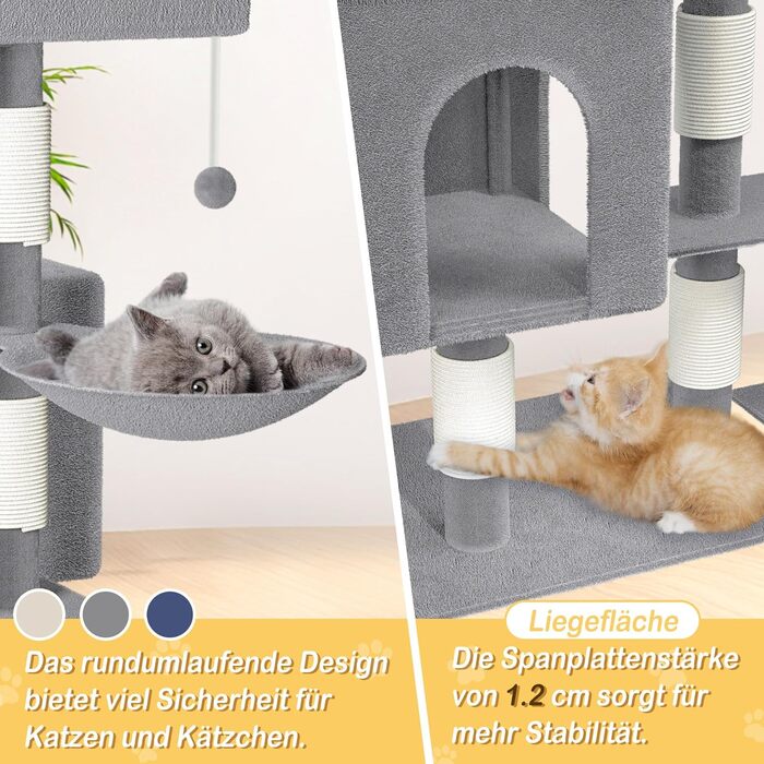 Драбина-кіготь для котів Naizy K1276 XXL, 49x41x93 см, бежева. Драбина з сизалю, кіготь-стійка, будиночок для кота. Активна іграшка для котів, підходить для кількох котів.