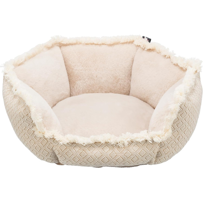 Лежак для собак TRIXIE Boho 65×65 см бежевий, м'яке плюшеве місце для середніх порід, не ковзає, можна прати