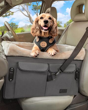 Автокрісло для собак Petsfit - сіре, M - для середніх та 2 маленьких собак