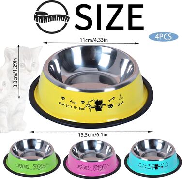 Набір мисок для котів Katzennäpfe: 4 шт. з нержавіючої сталі, протиковзкі, для води та корму, підходить для котів та цуценят