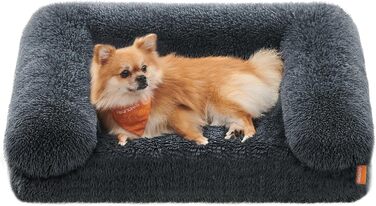 Лежак для собак Feandrea FluffyHug M, ортопедичний, темно-сірий, 76x58x23 см, знімний чохол, для малих порід