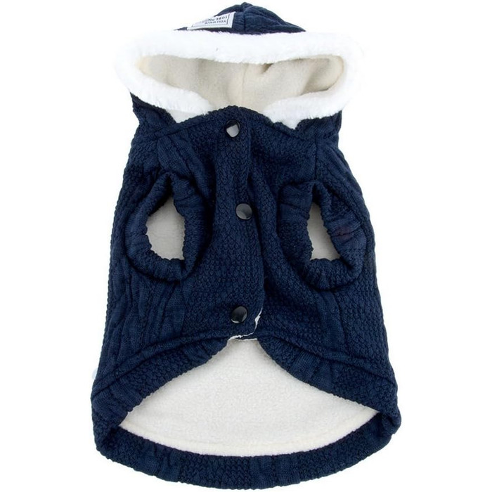 Світер для собак SMALLLEE_LUCKY_STORE з капюшоном, теплий худі, куртка, верхній одяг для маленьких собак, блакитний, розмір M (Спина: 24 см, Груди: 37 см)