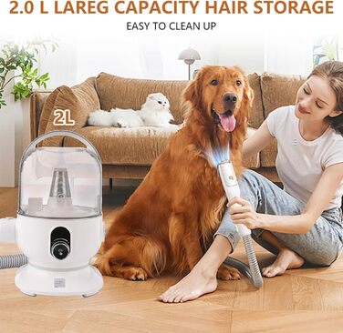 Пилосос для догляду за тваринами, набір для грумінгу, вакуумний насадка, видалення 99% шерсті, пилосос для собак, догляд за тваринами, вакуум для собак та котів, набір 5-в-1, видалення шерсті собак (білий/сірий)