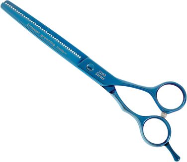 Ножиці для грумінгу Master Grooming Tools 5200 Blue Titanium – професійні ножиці для догляду за шерстю собак з 42 зубцями, 16,5 см