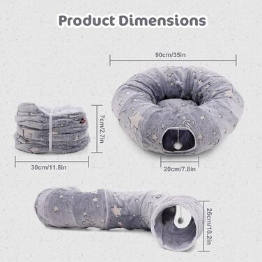 Туннель для котів з ліжком, великий, м'який, круглий, для дому
