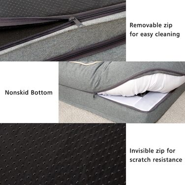 Ортопедичне ліжко для собак XL, 111x86x25 см, Memory Foam, водовідштовхувальне, сірого кольору