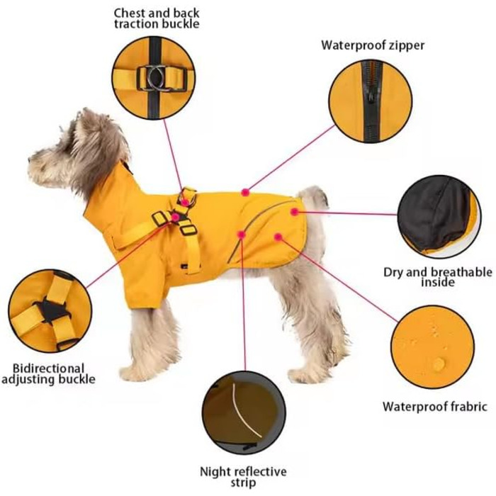 Жакети для собак, тепла жилетка для собак на зиму, водонепроникний халат для собак, пуловер для собак, костюм для хатніх тварин, костюм для лижного спорту, бавовняна жилетка з підкладкою та нагрудним ременем (жовтий, M)