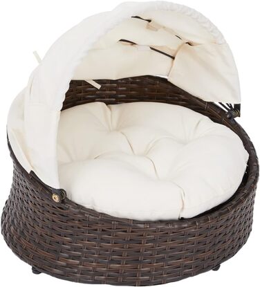 Крісло-ліжко для котів та собак Teamson Pets Clotho з відкидним балдахіном та знімним подушкою, коричнево-кремове, ST-N10004-UK