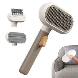 Щітка для собак з довгим волоссям | 3-головковий інструмент для догляду, видалення шерсті для собак та котів - для миття коротко- та довгошерстих порід, видалення підшерстка вдома, в квартирі, офісі, гуртожитку, на меблі