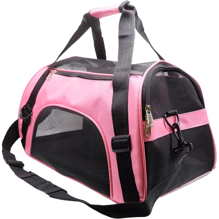 Переноска для котів та собак, м'яка, портативна, складана, схвалена авіакомпаніями (Mittel-Hellrosa)