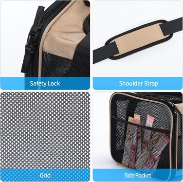 Розширювана переноска для домашніх тварин Wakytu для собак та котів, велика сумка для подорожей з 5 сітчастими вікнами (Коричнева, L)