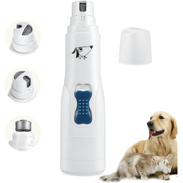 Електричний шліфувальник для собачих кігтів Brifit, тихий, для собак, котів та інших тварин, білий/сріблястий