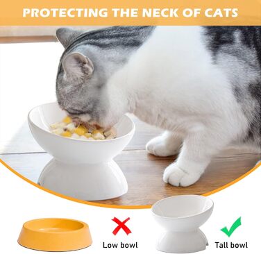 Підвищені годівниці для котів 2 шт. - керамічні миски для корму з захистом від перекидання, білі та сірі