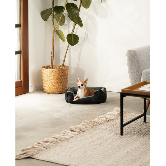 Килимок для собак Lionto з двостороннім подушкою та неслизьким дном, міцний лежак для домашніх тварин з глибоким входом, підходить для собак та котів будь-якого віку, 50x37 см, чорний/сірий, розмір 50 x 37 x 17 см