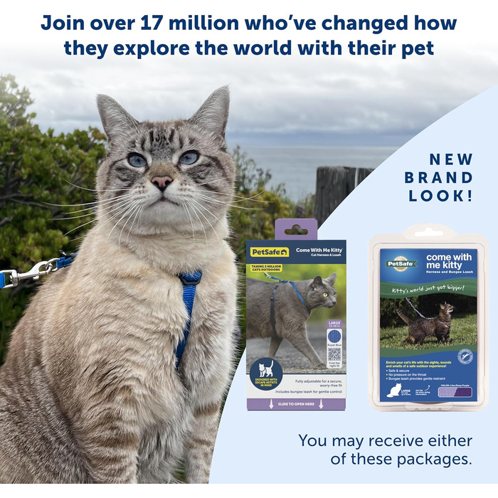 Шлейка для котів PetSafe Come with Me Kitty з еластичним повідцем, розмір S, синя