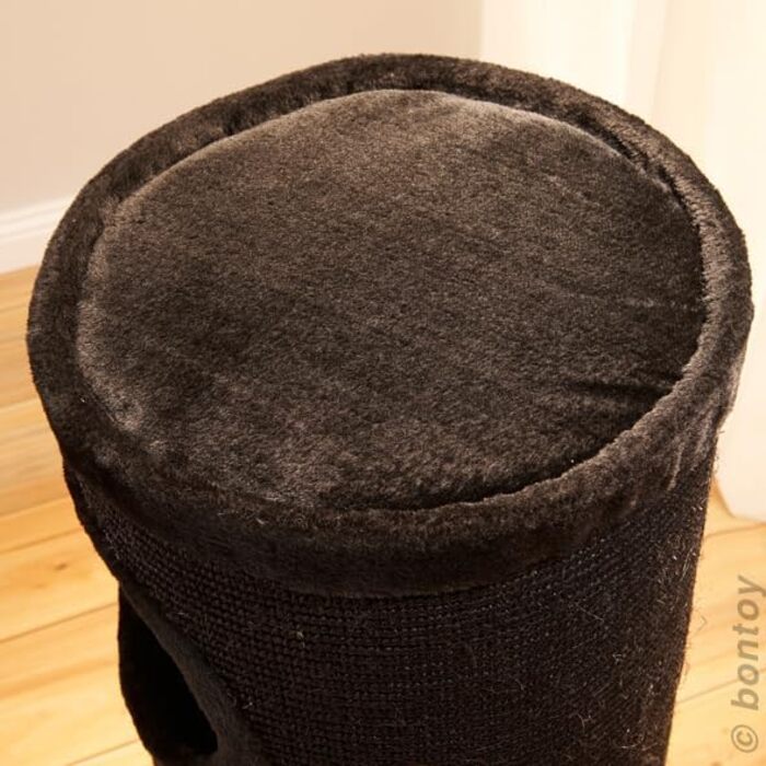 Кігтеточка Бонтой Бадді чорна, 37x100 см, з м'яким лежанкою, 3 хованки