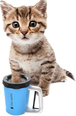 Очищувач для лап собак PJDDP, портативний, силіконовий, з щіткою та рушником, для собак та котів (блакитний)