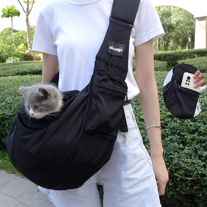 NATUYA Сумка-переноска для собак та котів, чорна, водовідштовхувальна, для прогулянок та подорожей