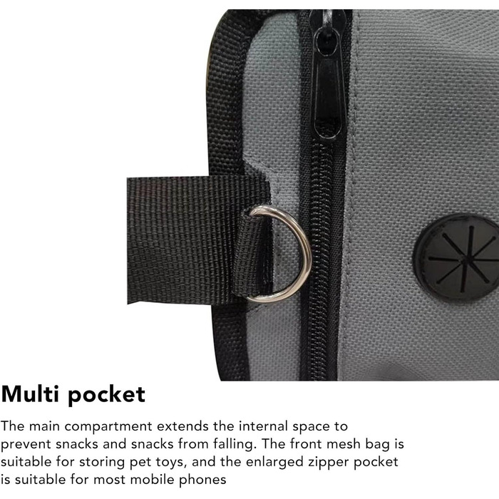 Сумка для корму для собак, поясна сумка, бананка для собак, бананка для тренувань, поліестер, кілька кишень, знімна кишеня для ласощів (сіра)