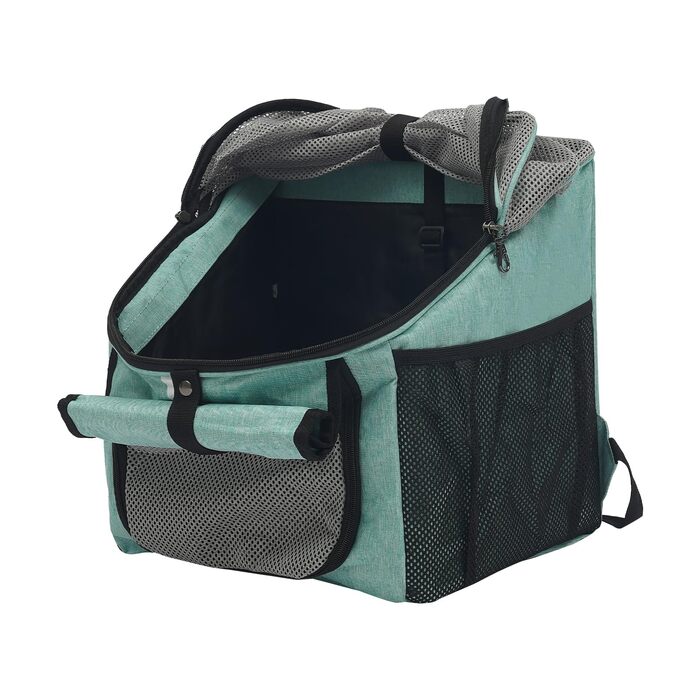 Складаний велосипедний кошик для тварин до 7.5 кг, велосипедна сумка з PVC/Oxford, з боковими кишенями та надійною фіксацією, рюкзак-тримач для собак та котів (Блакитний, 42.5 * 40.3 * 11 см)