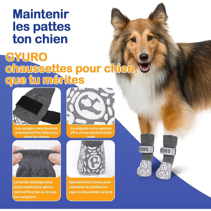 Шкарпетки для собак з антиковзаючою поверхнею для дому, сірі (S) - захист лап, запобігання слизькості