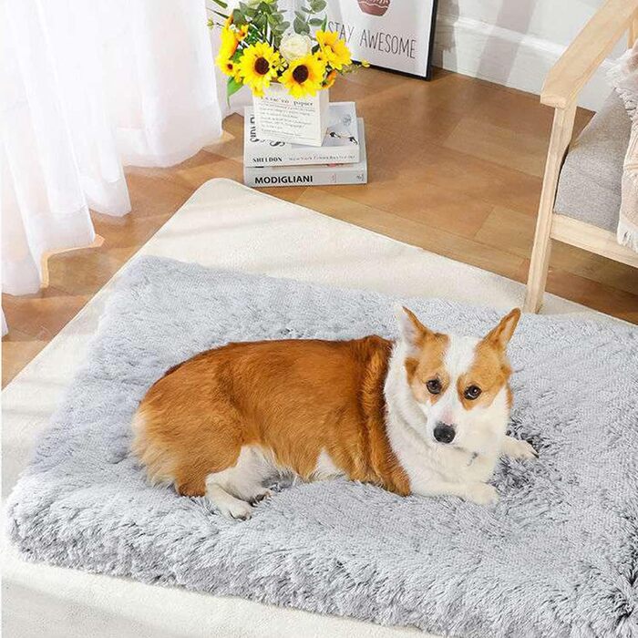 Велике собаче ліжко YAGE, миючий матеріал, ортопедичне ліжко, матрац для собачого будки, довге плюшеве ліжко, заспокійливе ліжко для собак, що бояться (L-90 см, сірий) L-90x70CM сірий